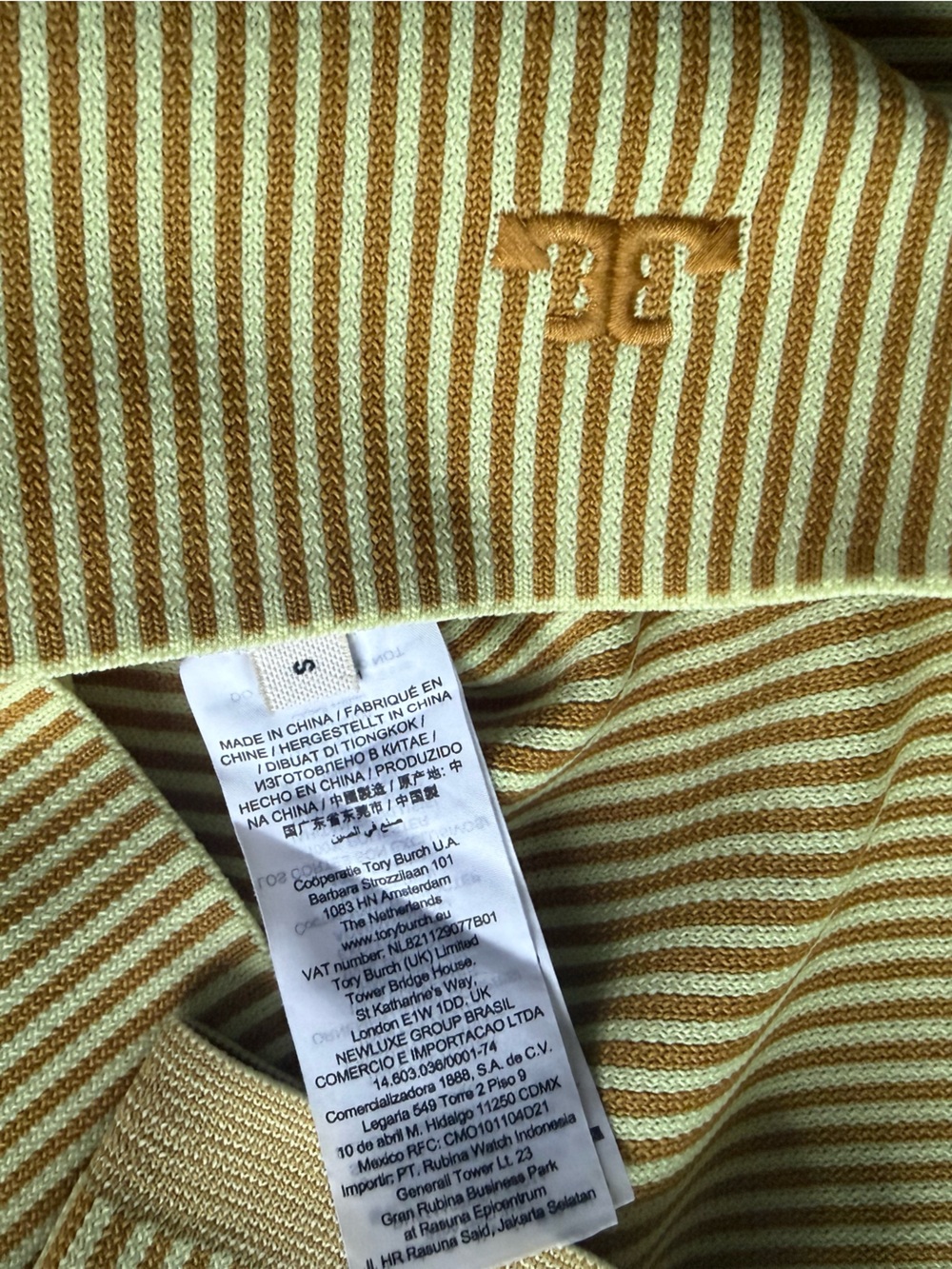 Tory Burch Yellow Striped Ribbed Button-Front Cardigan - Picture 4 of 4
